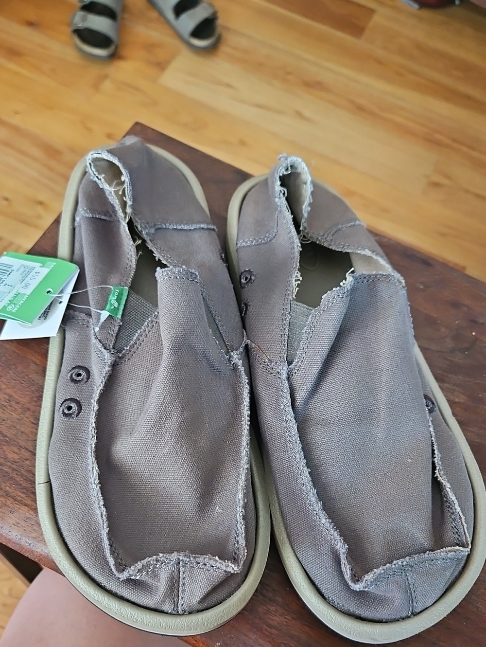 Sanuk Brown Canvas Slip-On Men’s Shoes